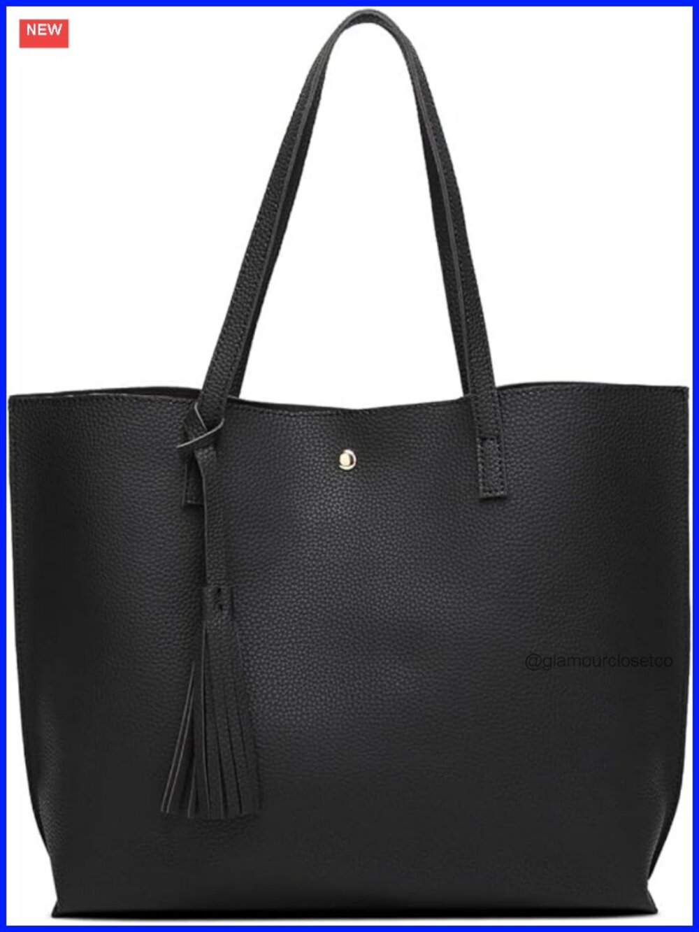 Faux Leather Tote Shoulder Bag with Tassel, Large Capacity